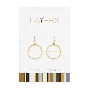 Layers Earrings Gold Half Stone Circle